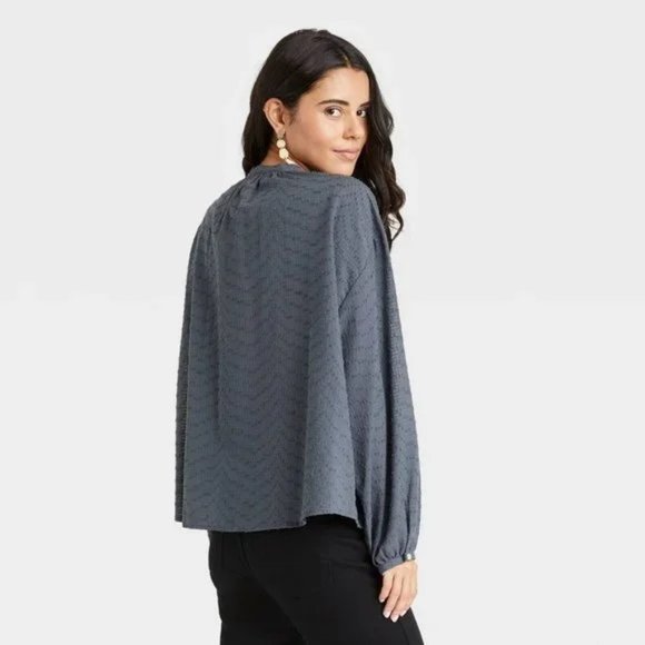 Universal Thread Women's Balloon Long Sleeve Poet Blouse GRAY - Picture 2 of 2